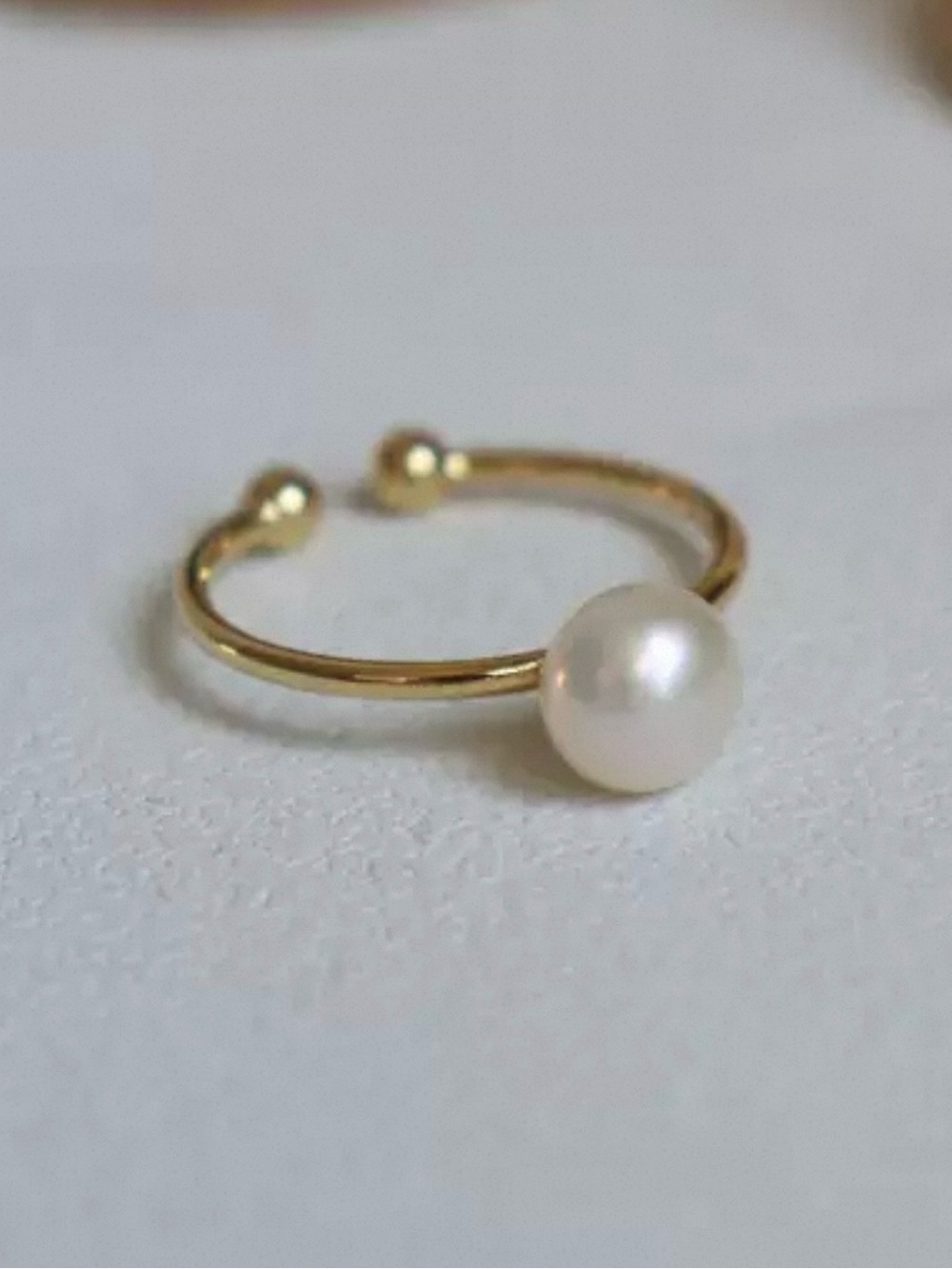 Minimal Gold tone freshwater Pearl Ring